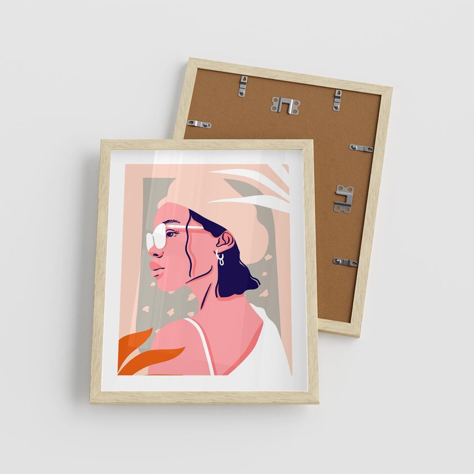 Plakat w ramie 40x50 - Kobieca Esencja - nowoczesny plakat, styl retro - rama drewno