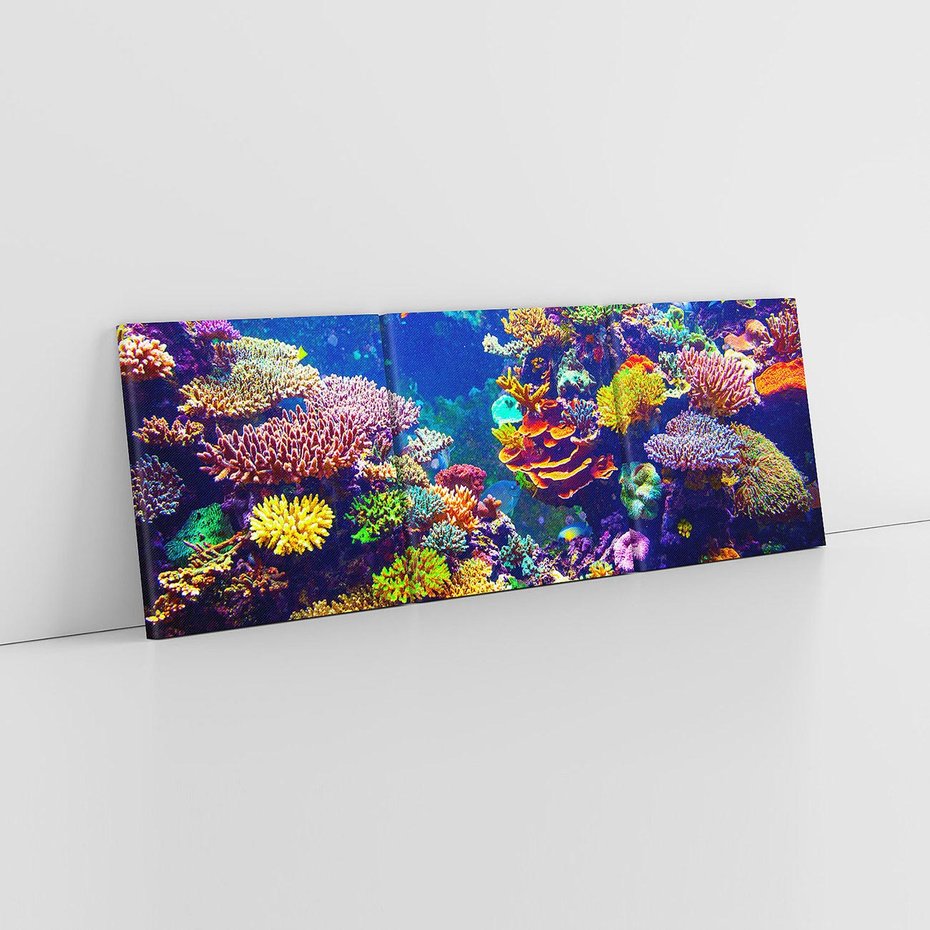 Obraz na płótnie 150x50 - Podwodne Zaczarowanie - kolorowa rafa koralowa, ukwiały