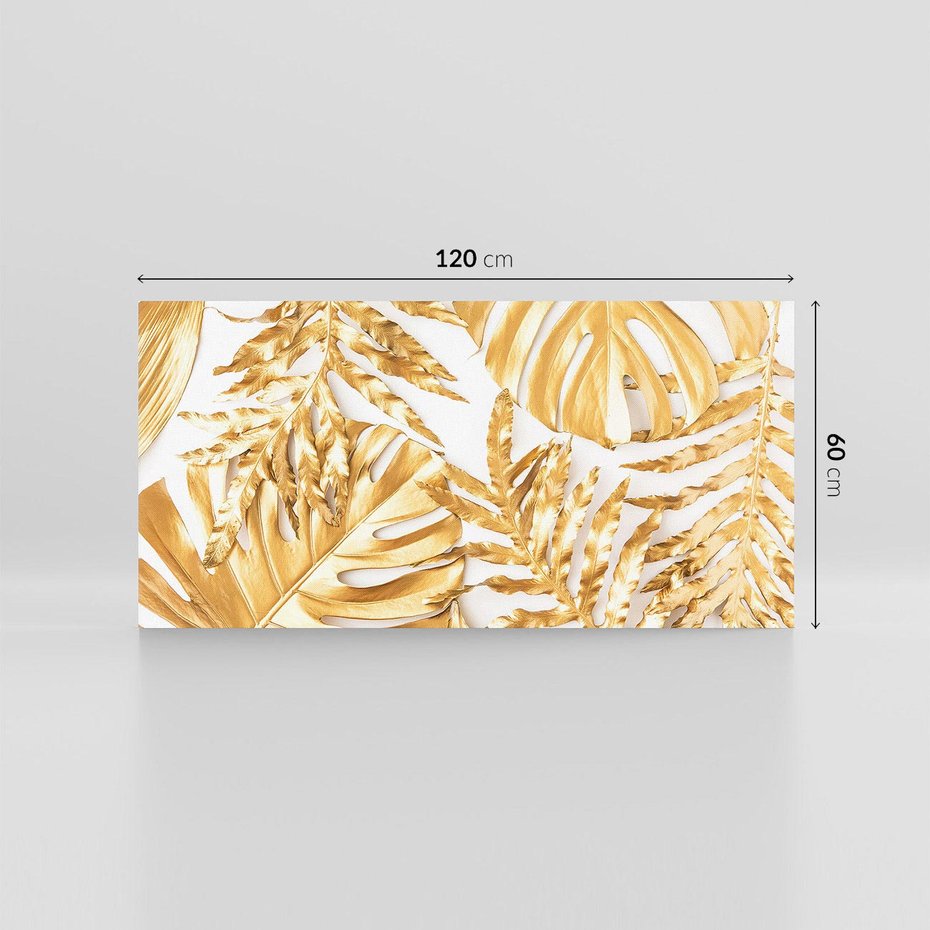 Obraz na płótnie 120x60 - Monstera Złote Liście - monstera, złote