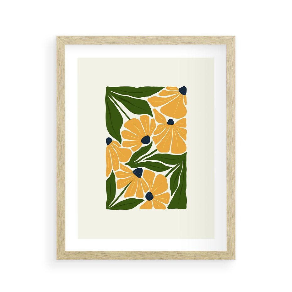 Plakat w ramie 40x50 - Świetliste Kwiaty Natury - kwiaty, nowoczesna grafika - rama drewno