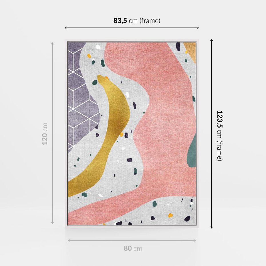 Obraz w ramie 80x120 - Eklektyczny Mix - kolaż, pastelowe abstrakcyjne plamy - rama biała
