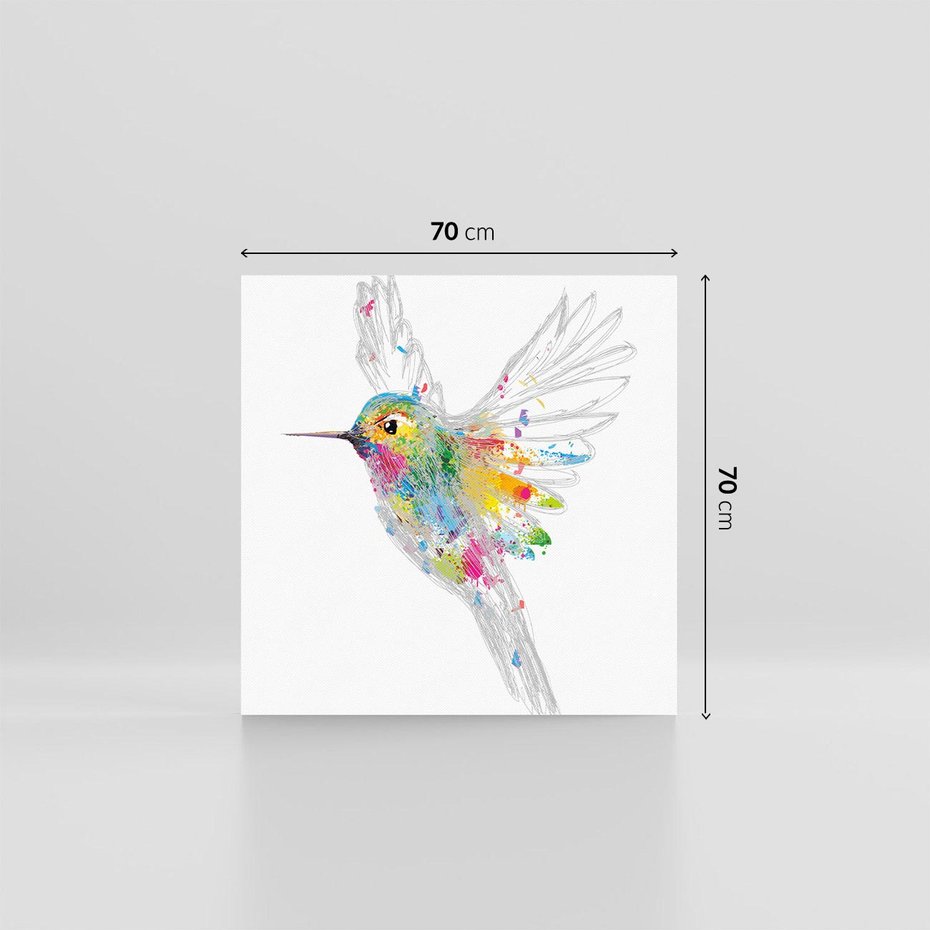 Obraz na płótnie 70x70 - Koliber w akwareli - akwarela, koliber