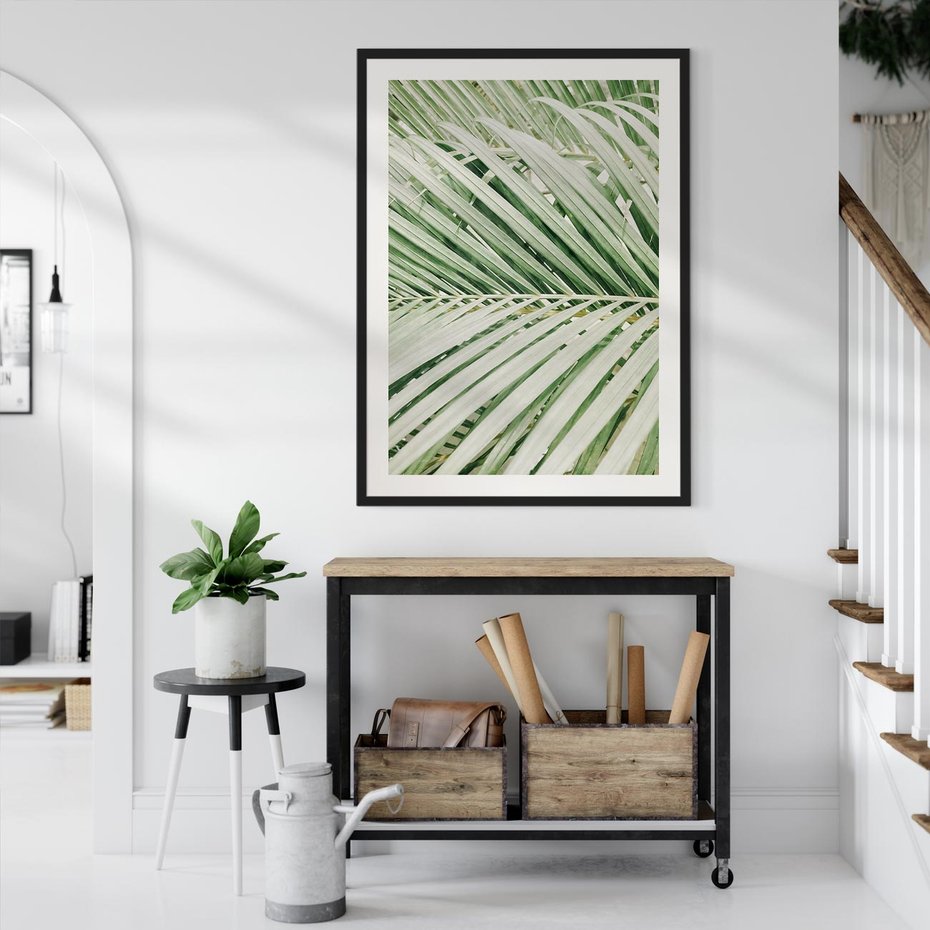 Plakat bez ramy 40x50 - Liście Palmy: Egzotyczna Grafika - palma, liście palmy