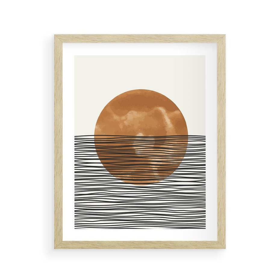 Plakat w ramie 40x50 - Okrąg Mocy - boho obraz, geometria - rama drewno