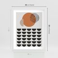 Plakat w ramie 40x50 - Geometryczna Ekspresja - geometryczny graficzny obraz, pomarańczowe koło - rama biała