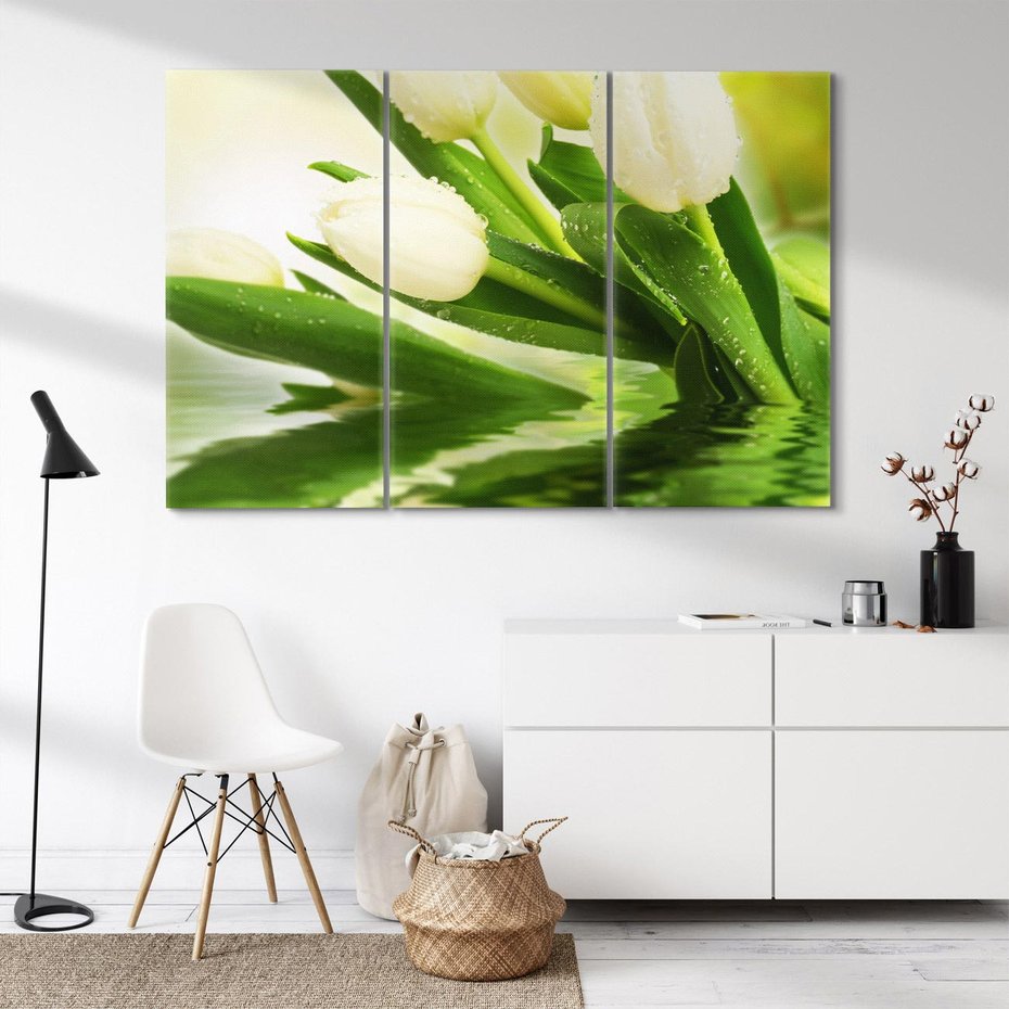 Obraz na płótnie 120x80 - Białe Piękno - białe, tulipany