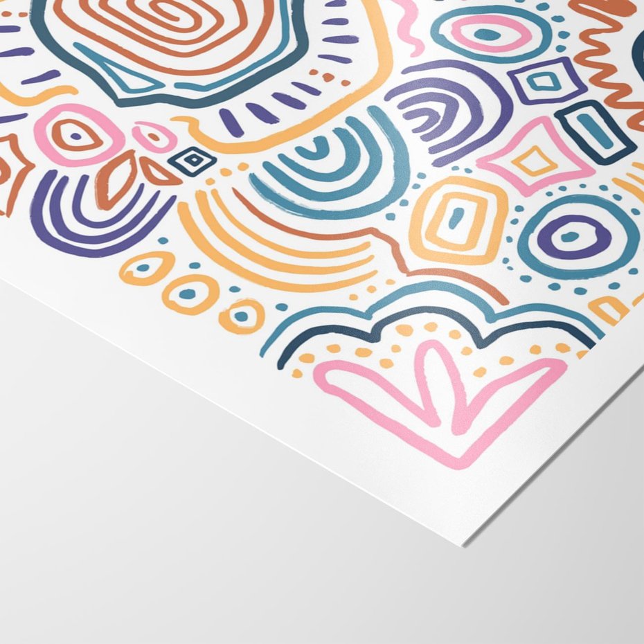 Plakat bez ramy 50x70 - Strukturalne Odbicia Boho - kolorowe etniczne wzory, tęczowe żywe kolory