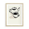 Plakat w ramie 50x70 - Kawa w Minimalistycznym Szkicu - grafika, szkic - rama drewno