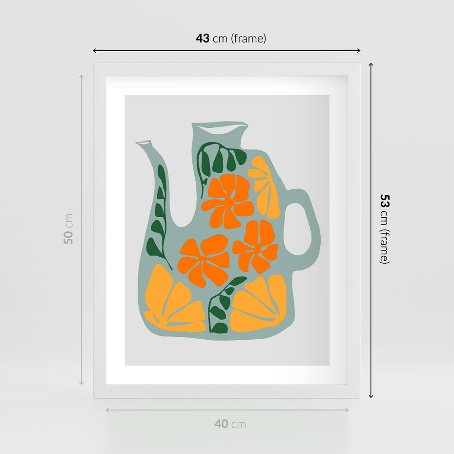 Plakat w ramie 40x50 - Kolorystyczna Ekspresja - czajnik, abstrakcja - rama biała