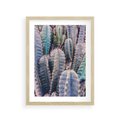 Plakat w ramie 30x40 - Kaktusowy Raj - kaktusy, dużo kaktusów - rama drewno