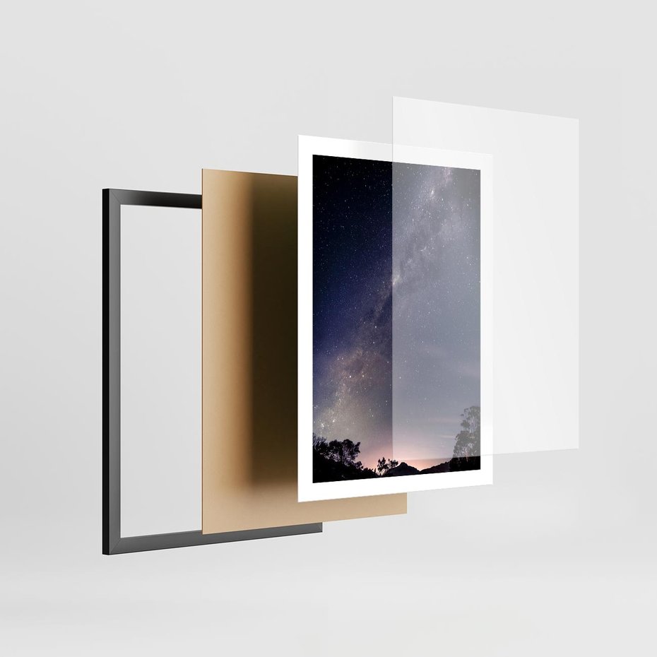 Plakat w ramie 50x70 - Gwiaździste Ujęcie - gwiaździste niebo, noc - rama czarna