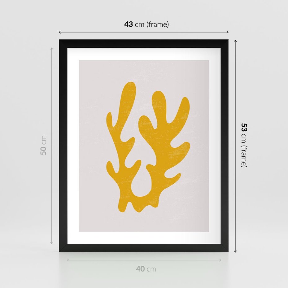 Plakat w ramie 40x50 - Abstrakcyjna Synergia - abstrakcyjna żółta forma, minimalizm - rama czarna