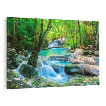 Obraz na płótnie 70x50 - Magia w lesie nad rzeką - wodospad, rzeka