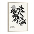 Obraz w ramie 80x120 - Szept kwiatowej wyobraźni - czarno biała grafika, roślinność - rama drewno
