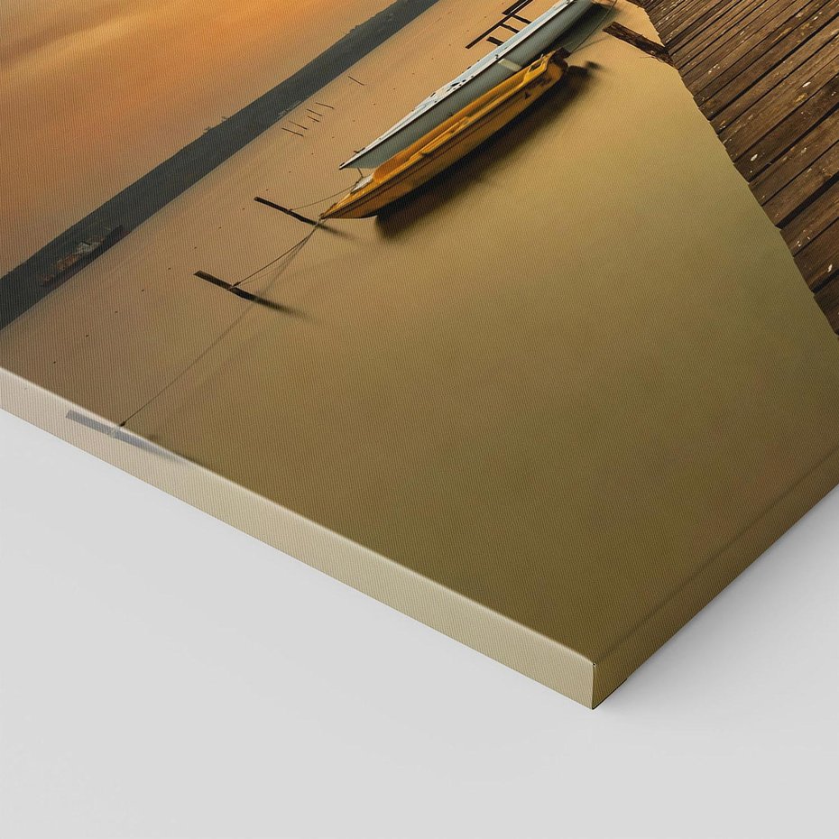 Obraz na płótnie 120x80 - Zachód słońca nad jeziorem: Piękno natury - zachód, słońca