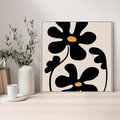 Obraz w ramie 80x80 - Wyjątkowość Boho - minimalistyczny abstrakcyjny obraz, prymitywne kwiaty - rama biała