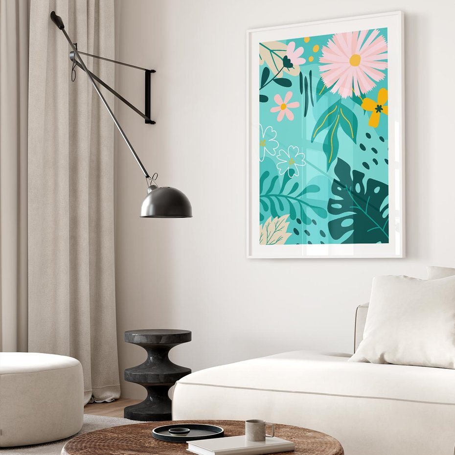 Plakat bez ramy 21x30 - Kwiatowe Wibracje - pastelowa kompozycja, kwiaty