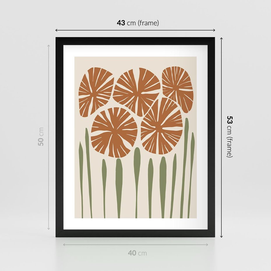 Plakat w ramie 40x50 - Akwarelowe Echa Przyrody - kwiaty, nowoczesny plakat - rama czarna