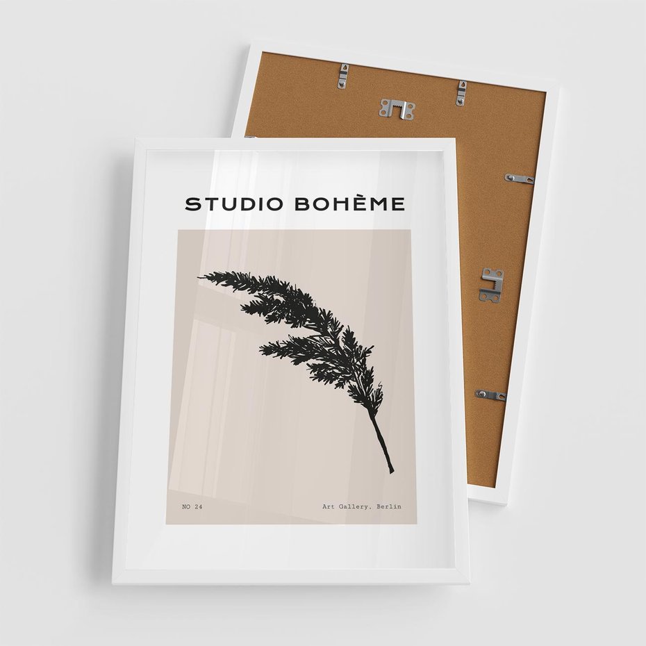 Plakat w ramie 50x70 - Boho Refrakcje Przestrzeni - boho plakat, roślina - rama biała