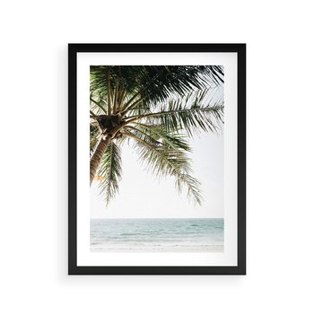 Plakat w ramie 30x40 - Wakacyjne Marzenie - palma nad morzem,  - rama czarna