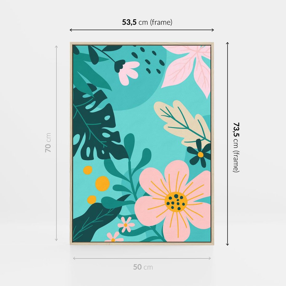 Obraz w ramie 50x70 - Kwiatowy Impuls - pastelowa kompozycja, kwiaty - rama drewno