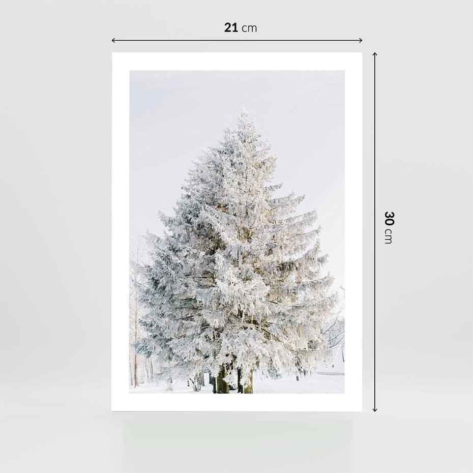 Plakat bez ramy 21x30 - Zimowa Poezja w Ośnieżonym Drzewie - ośnieżone drzewo, zima