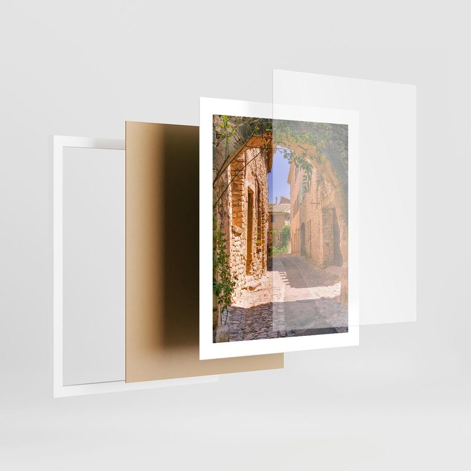 Plakat w ramie 40x50 - Malownicza uliczka w perspektywie - uliczka, perspektywa - rama biała