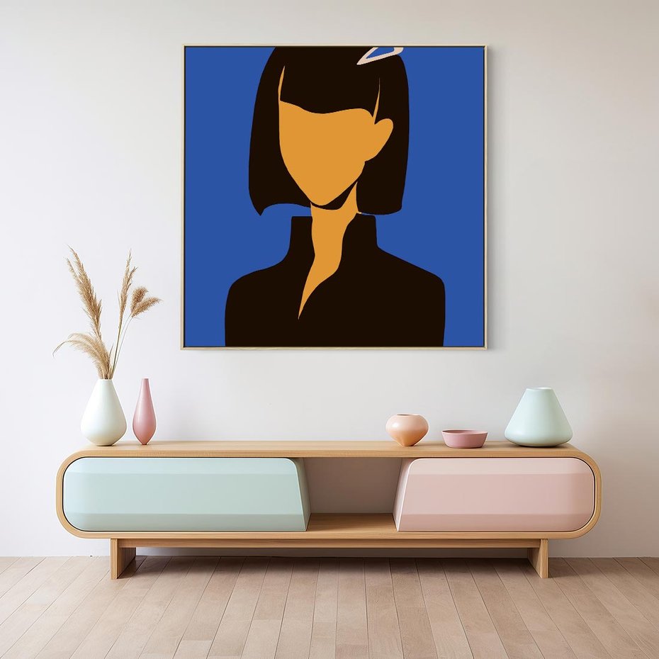 Obraz w ramie 50x50 - Energetyczne Zestawienie - sztuka nowoczesna, plakat - rama drewno