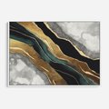 Obraz w ramie 100x70 - Refrakcje płynącej rzeczywistości - jak marmurowa rzeka, linie złota - rama biała