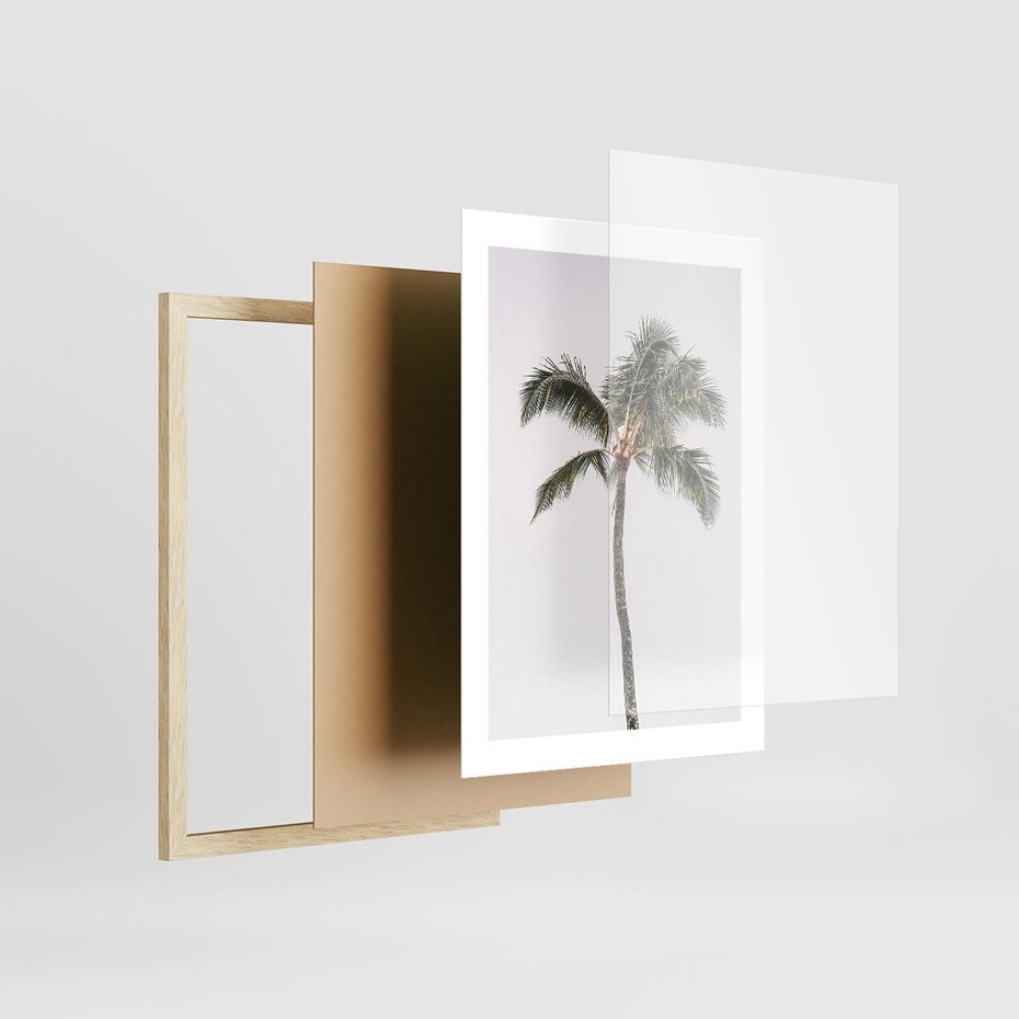 Plakat w ramie 30x40 - Wakacyjne Marzenia - palma na tle nieba - rama drewno