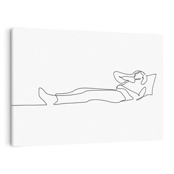 Obraz na płótnie 120x80 - Postać na Łóżku - one line art, szkic