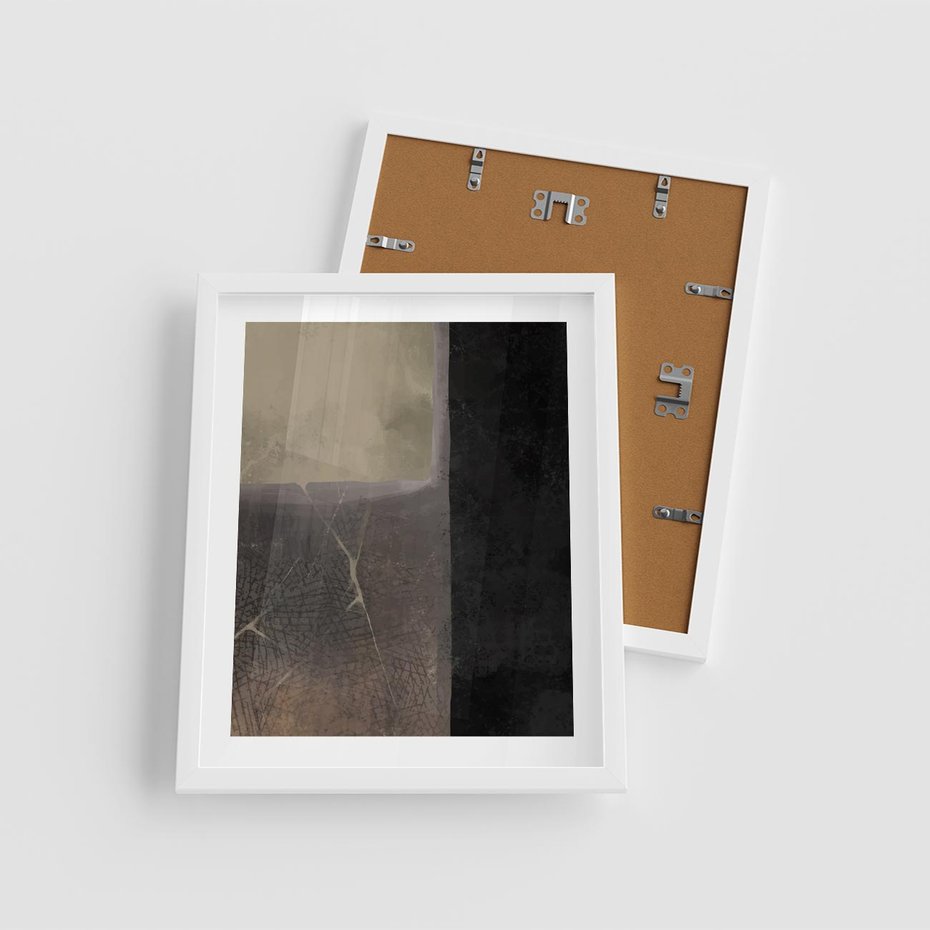 Plakat w ramie 40x50 - Kształty Urywane - mroczny plakat, nowoczesne wnętrza - rama biała