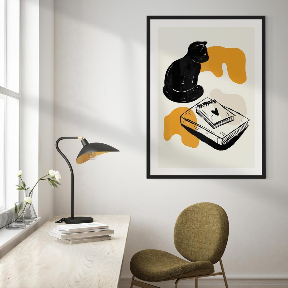 Plakat bez ramy 50x70 - Nowoczesny Kot - grafika, kot