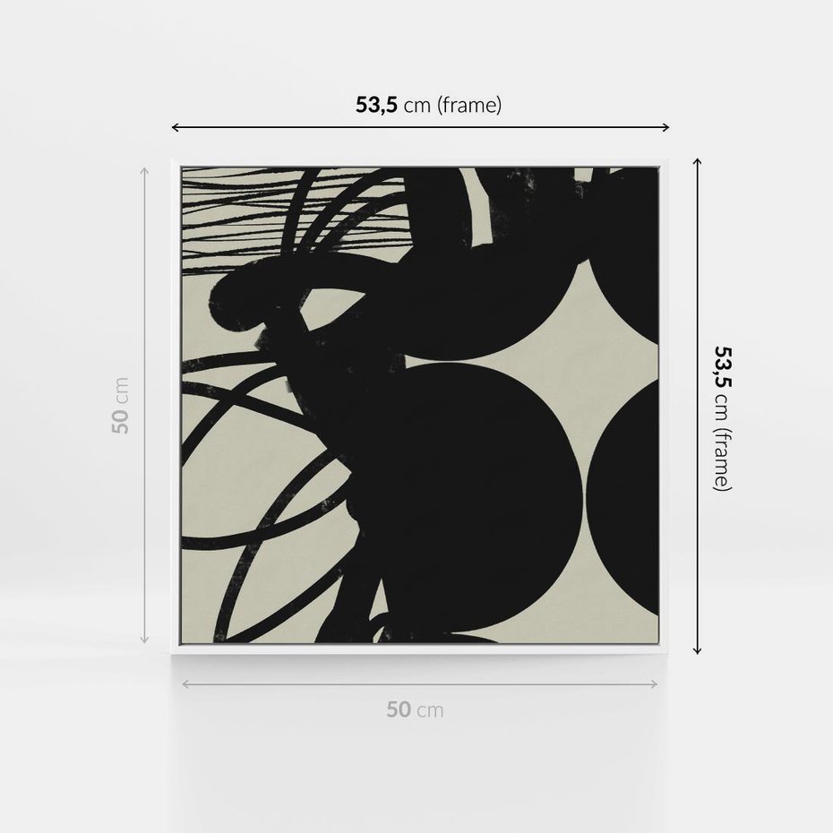 Obraz w ramie 50x50 - Modernistyczne Refleksje - abstrakcja, mroczny klimat - rama biała