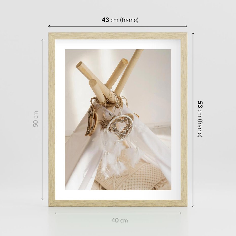 Plakat w ramie 40x50 - Oaza Swobodnego Stylu - boho, tipi - rama drewno