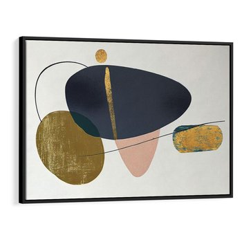 Obraz w ramie 100x70 - Złoto Granatu - abstrakcyjne plamy koloru, złoto - rama czarna