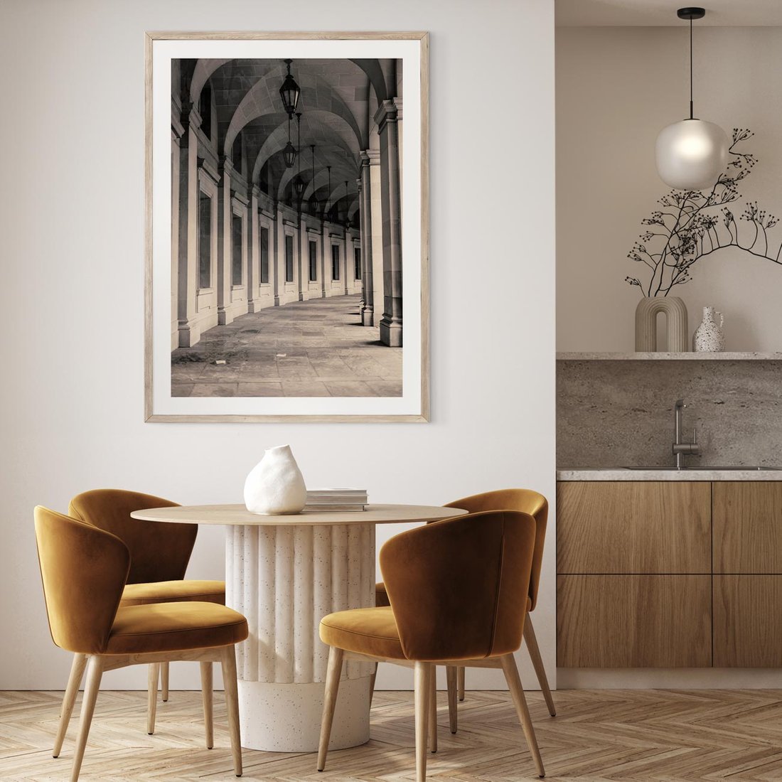 Plakat w ramie 30x40 - Kolumny Elegancji - architektura, kolumny - rama drewno