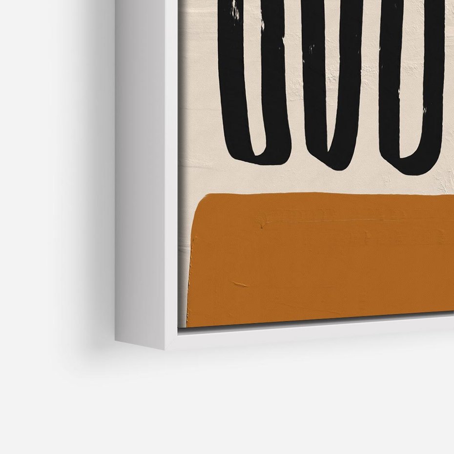 Obraz w ramie 80x80 - Boho Impulsy Kreatywności - abstrakcyjny plakat, brąz - rama biała