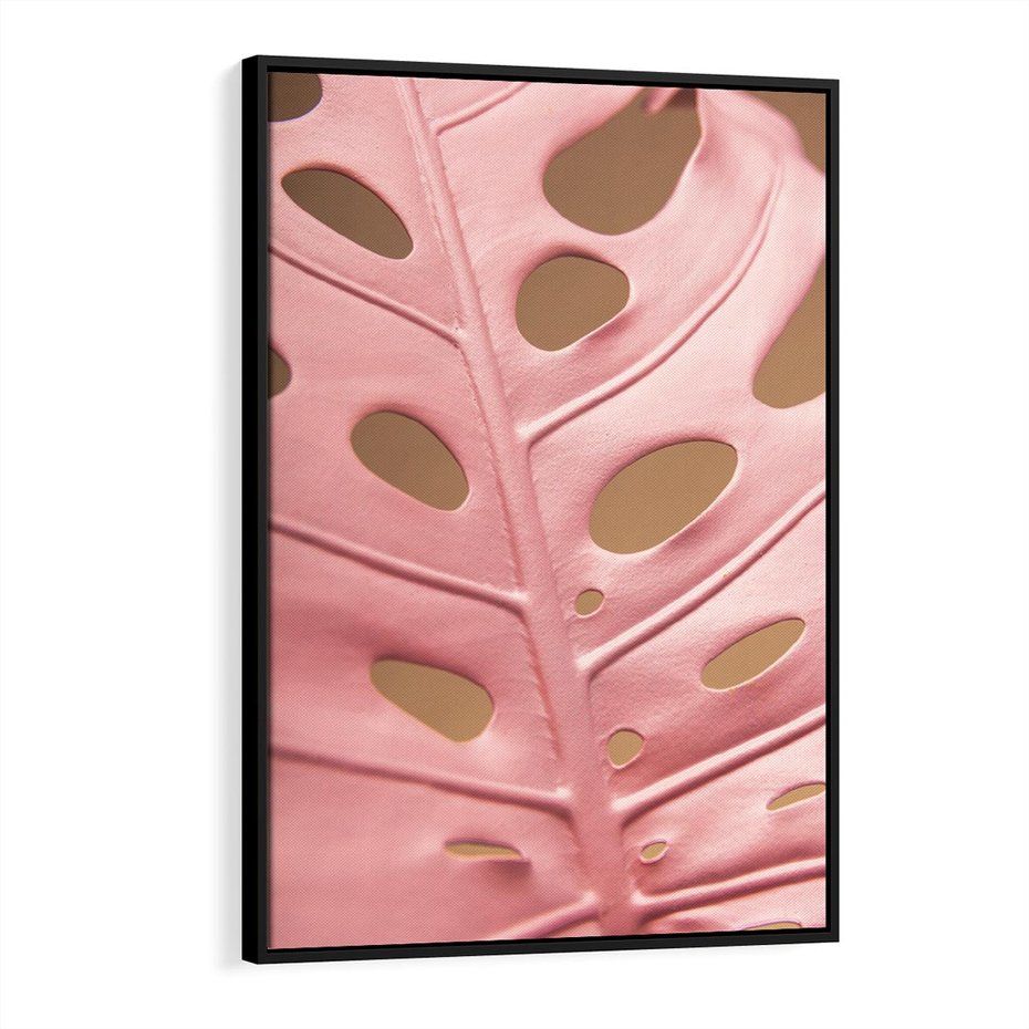 Obraz w ramie 50x70 - Różowa monstera w pełnym rozkwicie - różowa, monstera - rama czarna