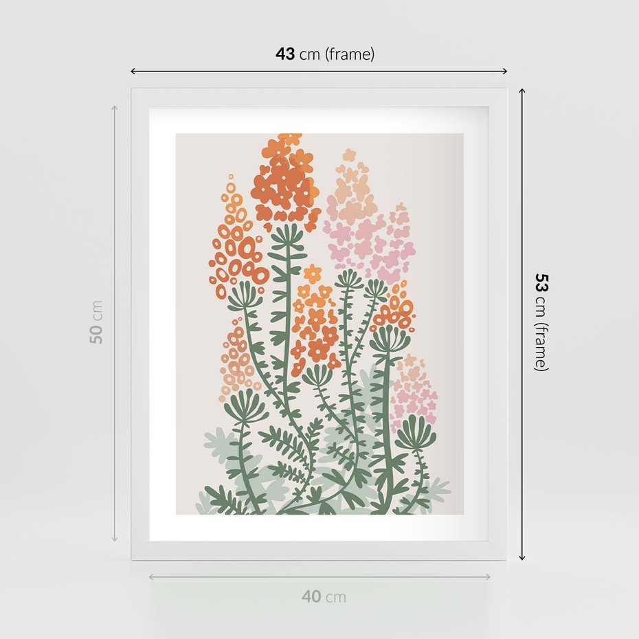 Plakat w ramie 40x50 - Kwiatowe Uniesienia - kwiaty polne, plakat - rama biała