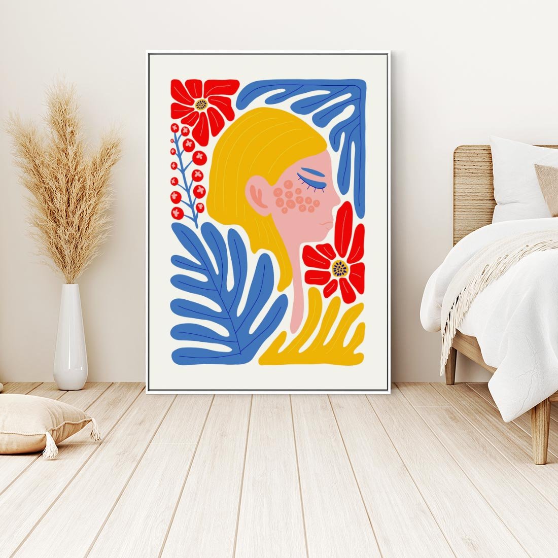 Obraz w ramie 80x120 - Kolorowe Rytmy - kobieca sztuka, abstrakcja - rama biała