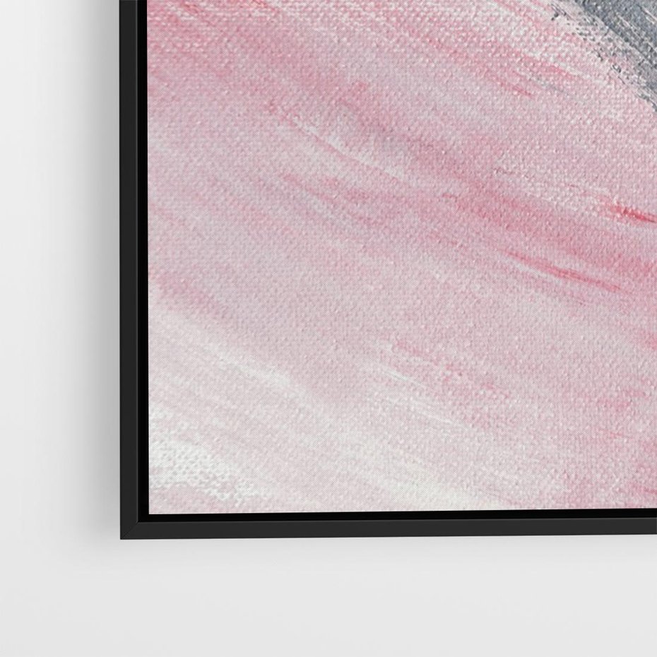 Obraz w ramie 70x50 - Kontrastujący Ruch Emocji - abstrakcyjne pasy farby, kolory róż szary czarny - rama czarna