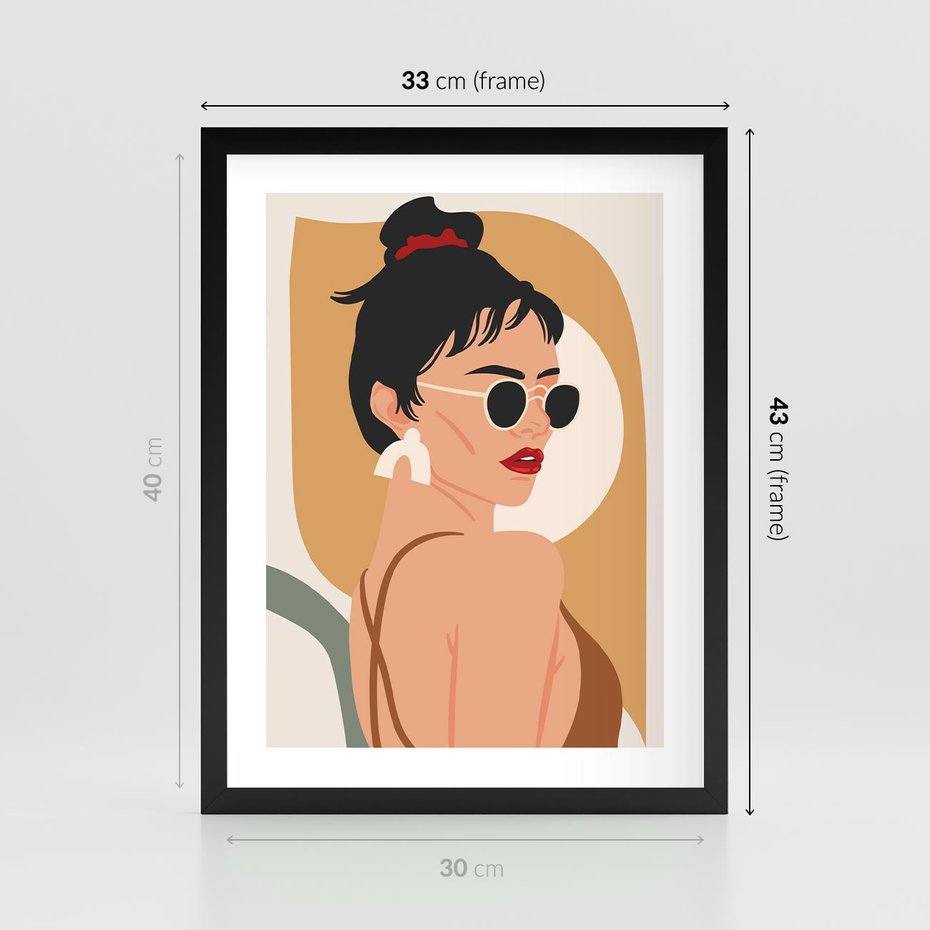 Plakat w ramie 30x40 - Kobieca Przenikliwość - nowoczesny plakat, styl retro - rama czarna