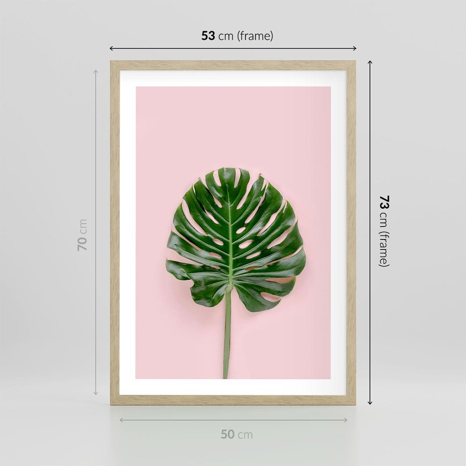 Plakat w ramie 50x70 - Egzotyczna Roślinność - liście, monstera - rama drewno