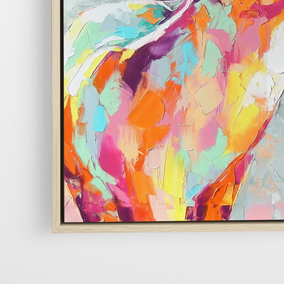 Obraz w ramie 50x50 - Impresje snów malarza - kolorowy olejny obraz, jeleń ryczący na rykowisku - rama drewno