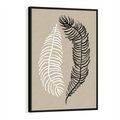 Obraz w ramie 70x100 - Spleciona Harmonia - sztuka nowoczesna, białe i czarne pióro - rama czarna