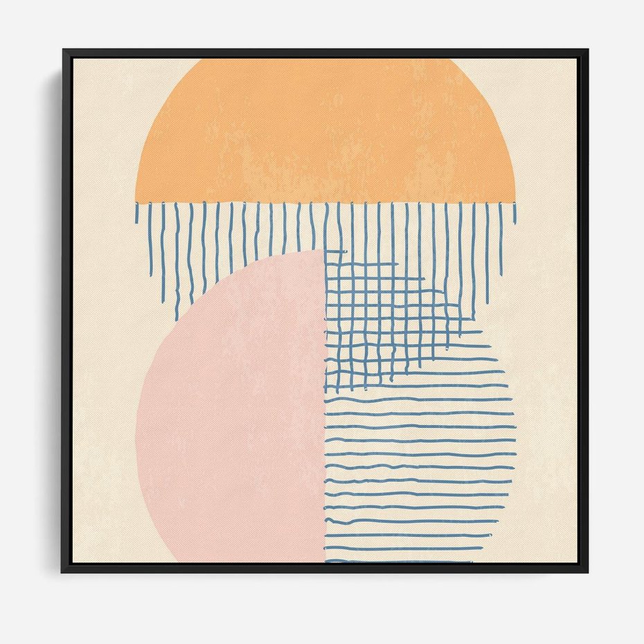 Obraz w ramie 50x50 - Migotliwe Wzory - geometryczne kształty, koła - rama czarna