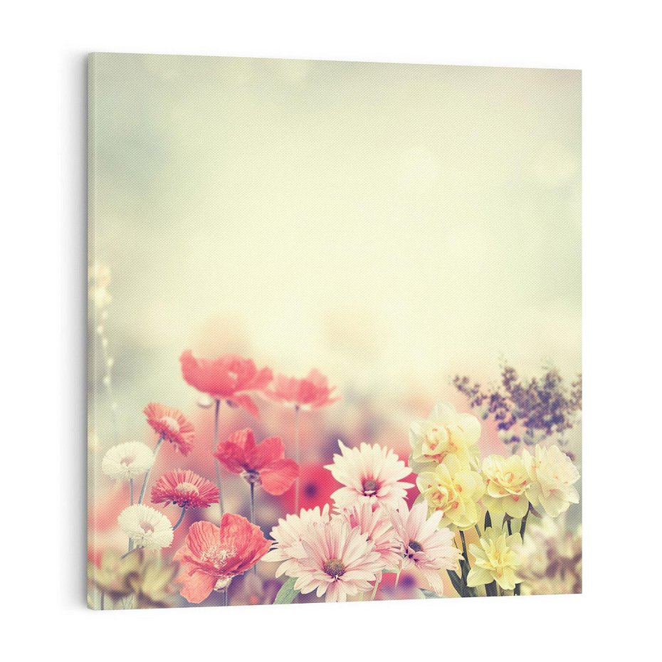 Obraz na płótnie 70x70 - Delikatne kwiaty pastelowe - kwiaty, pastelowe