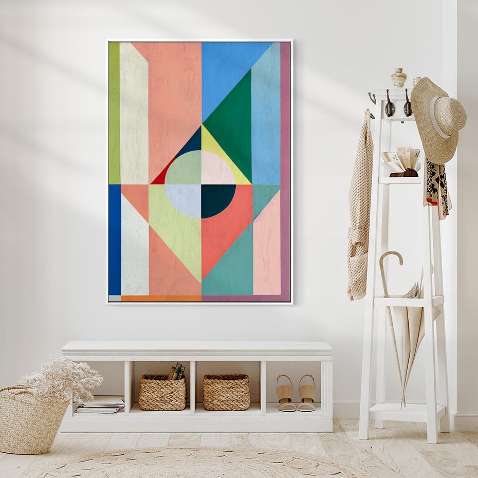 Obraz w ramie 50x70 - Księga Kolorowych Wizji - różne geometryczne formy, koła - rama biała