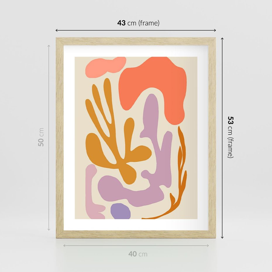 Plakat w ramie 40x50 - Ekspresjonistyczne Impulsy - abstrakcyjny obraz, pastelowe kolory - rama drewno
